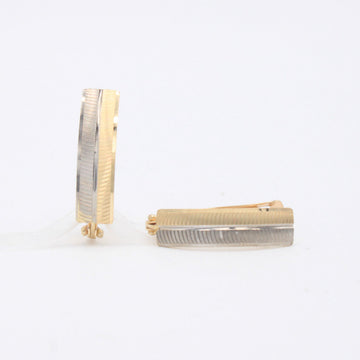 Arete con Broche Patente de Oro 14k Geométrico Vertical con Acabado Estriado mod. 11058