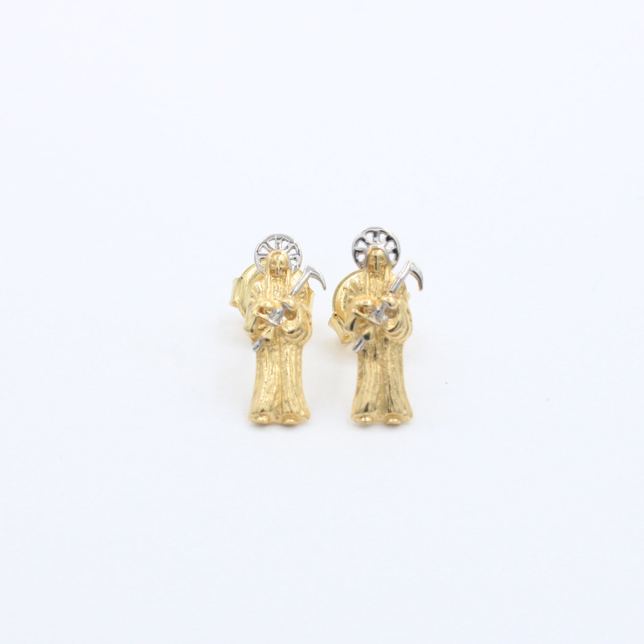 Arete de Oro 14k con Diseño de La Santa Muerte mod. 10054