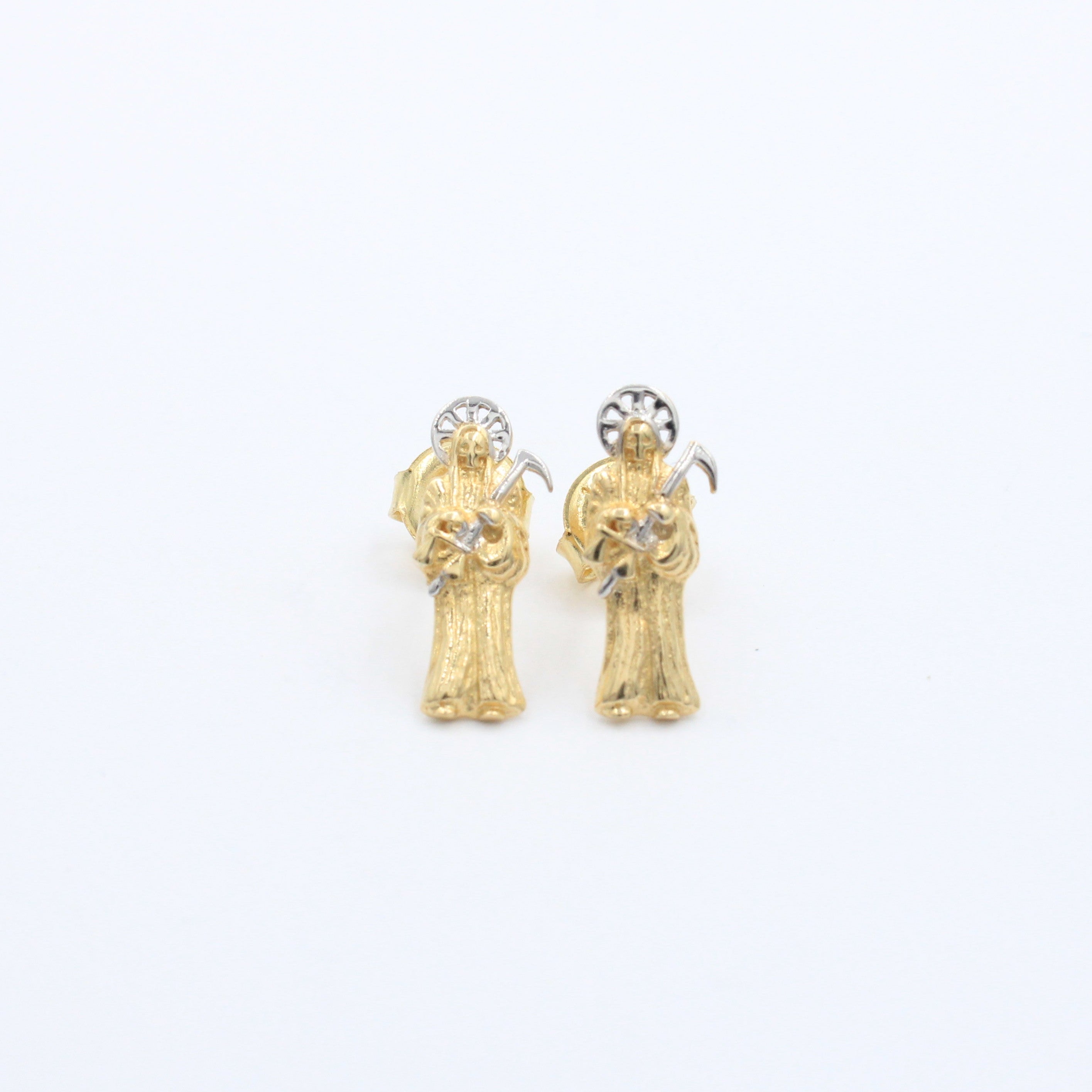 Arete de Oro 14k con Diseño de La Santa Muerte mod. 10054