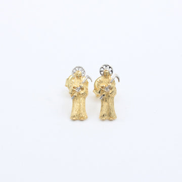 Arete de Oro 14k con Diseño de La Santa Muerte mod. 10054