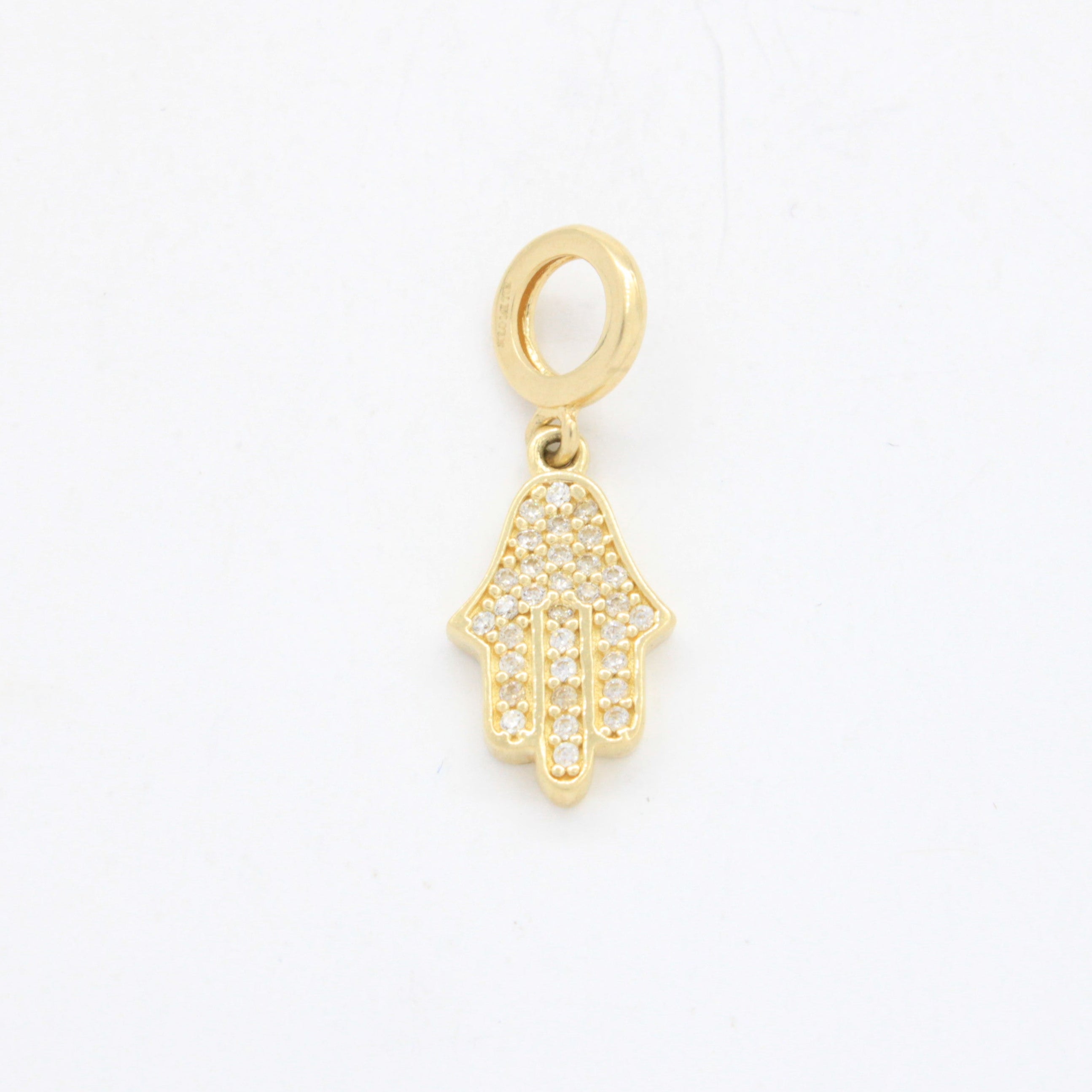 Charm de Oro 14k Mano de Fátima con Incrustación de Zirconias mod. 10647