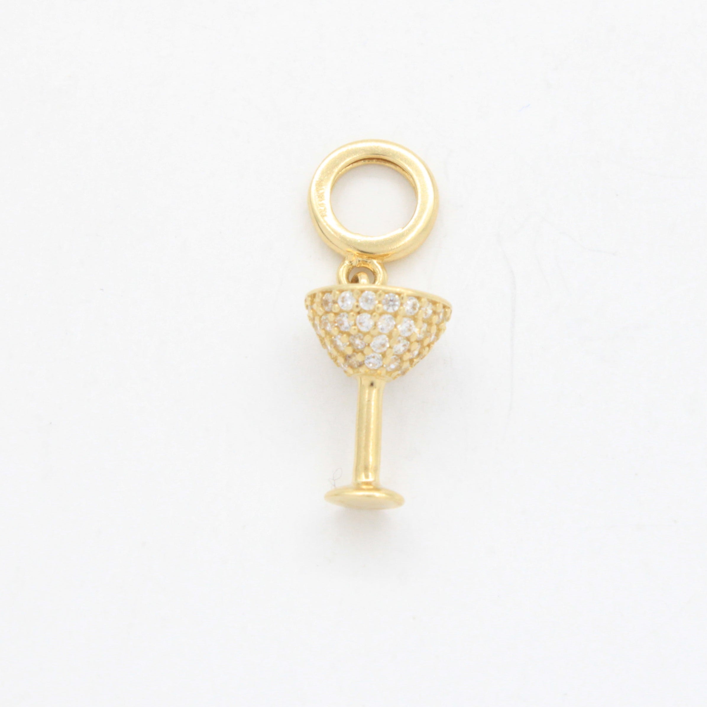 Charm de Oro 14k Caliz Fino Incrustado con Zirconias mod. 10648