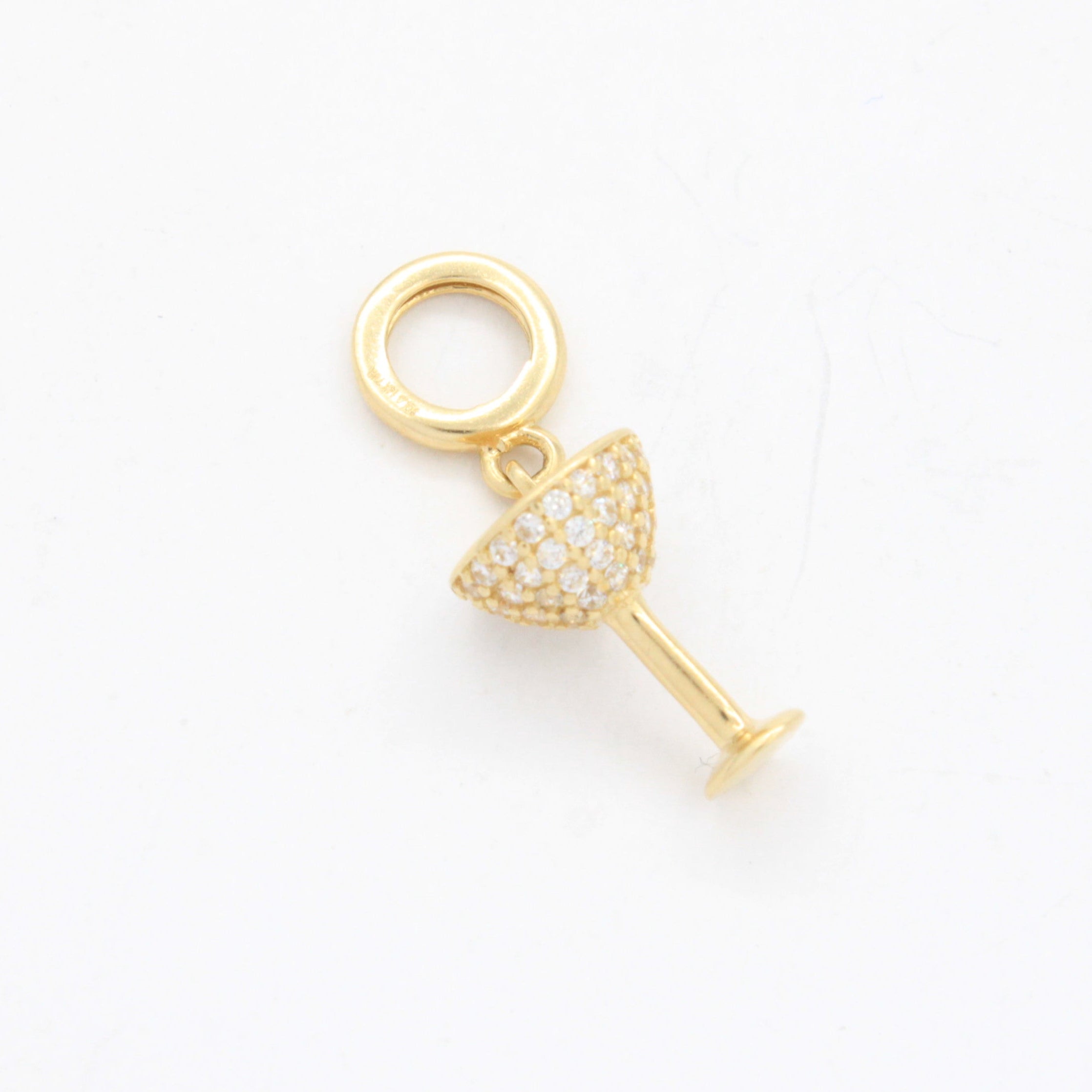 Charm de Oro 14k Caliz Fino Incrustado con Zirconias mod. 10648