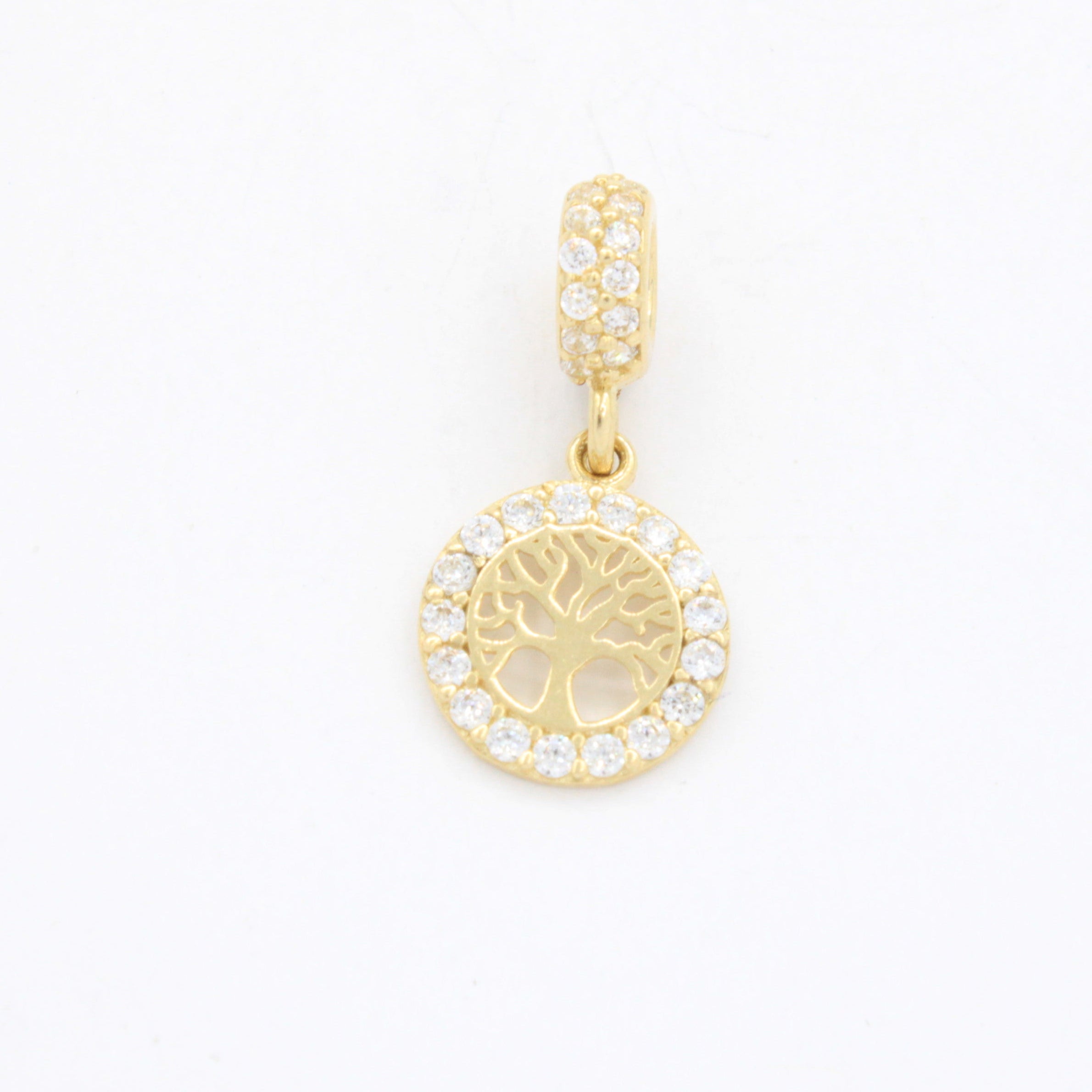 Charm de Oro 14k con Colgante de Árbol de la Vida Incrustado con Zirconias mod. 10650