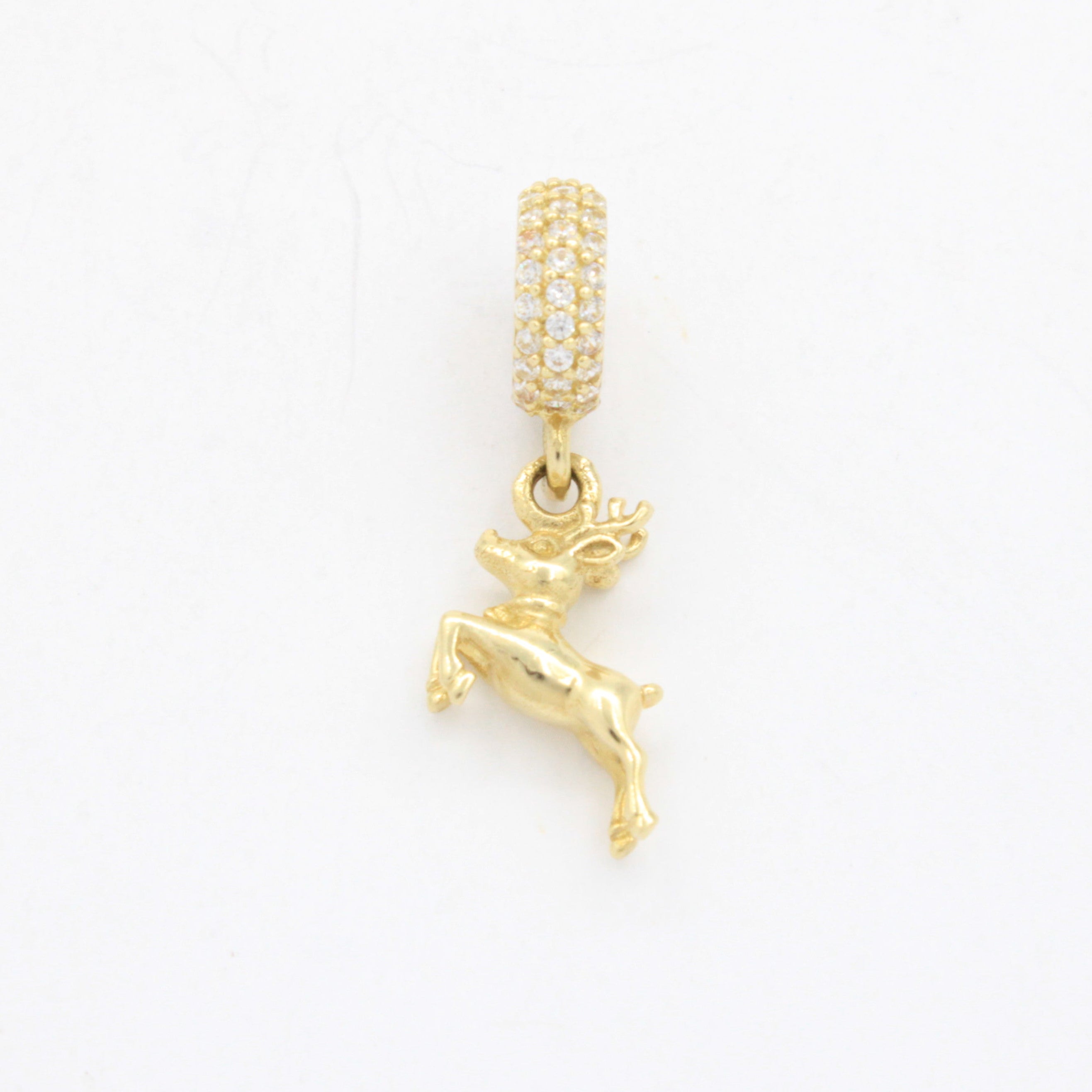 Charm de Oro 14k Venado Elegante Detallado con Zirconias mod. 10654