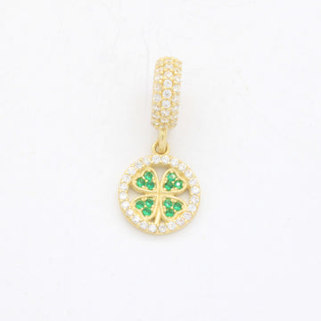 Charm de Oro 14k Trébol de la Buena Suerte Incrustado con Zirconias mod. 10655