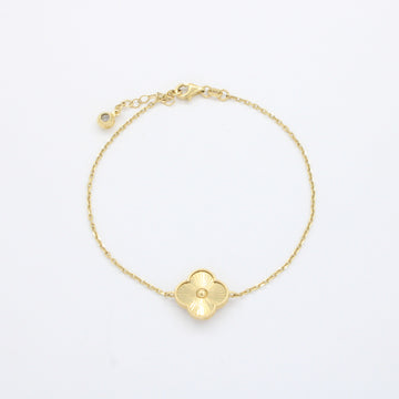 Pulsera de Oro 14k de Diseño Fino con Único Trébol Diamantado mod. 10663