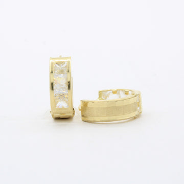 Grapa de Oro 14k Doble Vista con Zirconias y Diseño Mate con Diamantado Lateral mod. 10588