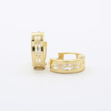 Grapa de Oro 14k Doble Vista con Zirconias y Diseño Fino Elegante mod. 10591