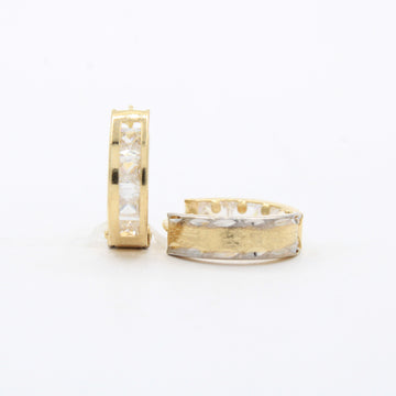 Grapa de Oro 14k Doble Vista Elegante Bicolor con Diamantado y Zirconias mod. 10595