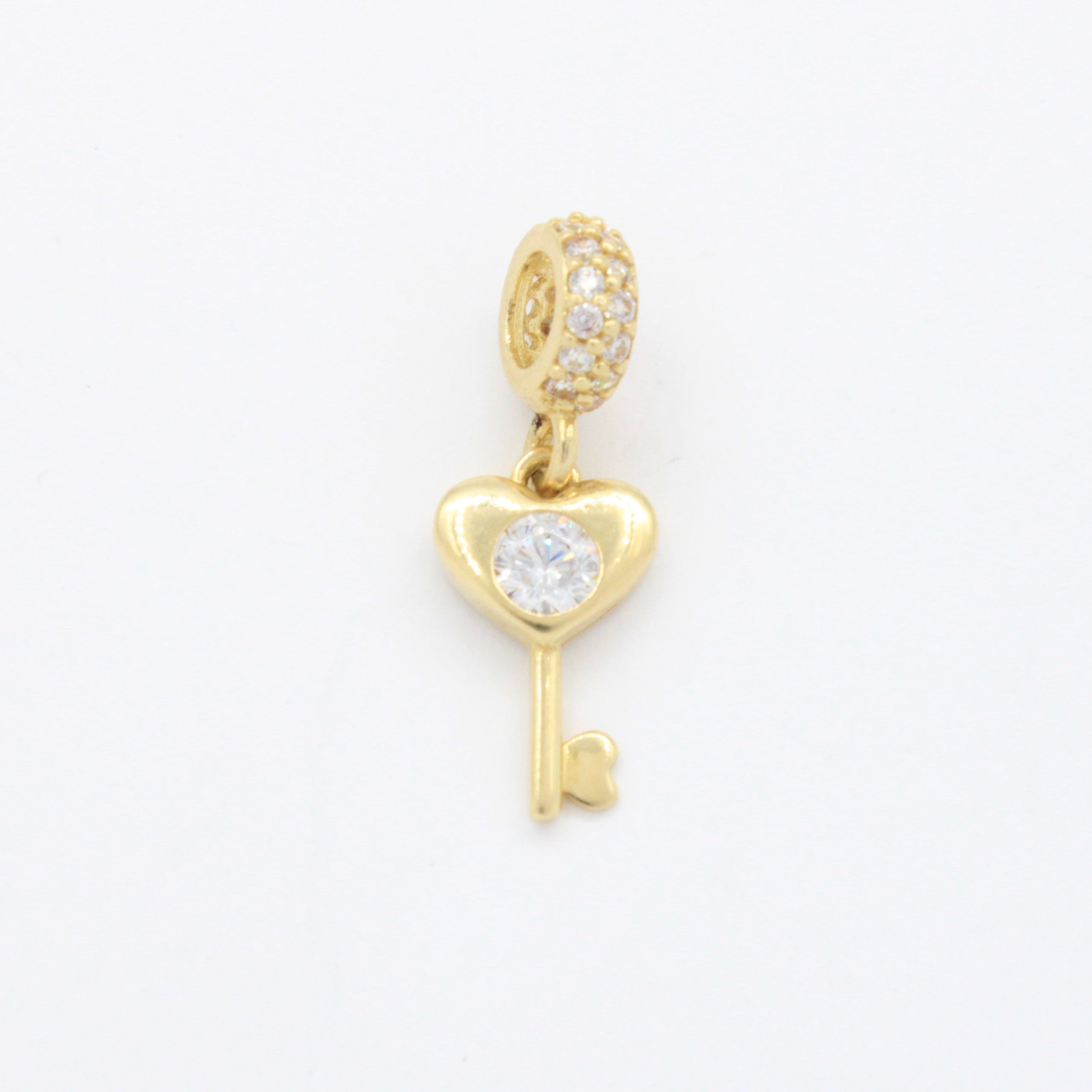 Charm de Oro 14k Llave de Corazón con Chispa de Zirconia mod. 10670