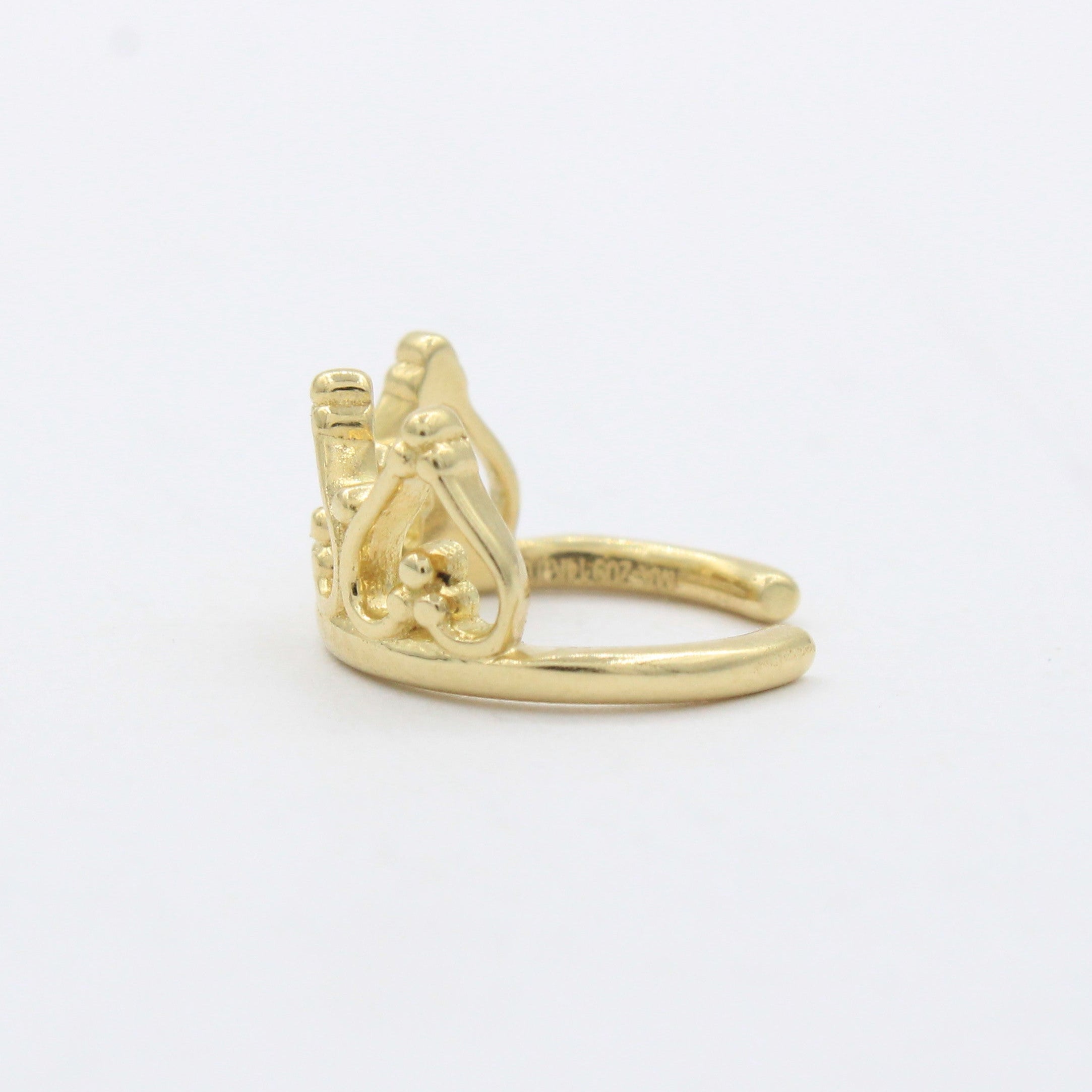 Earcuff de Oro 14k Hueco Trepador Fino con Diseño de Corona Brillante mod. 10606