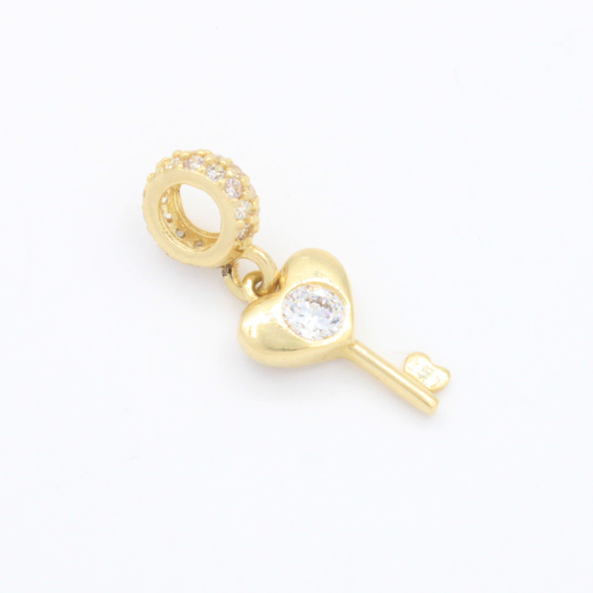 Charm de Oro 14k Llave de Corazón con Chispa de Zirconia mod. 10670