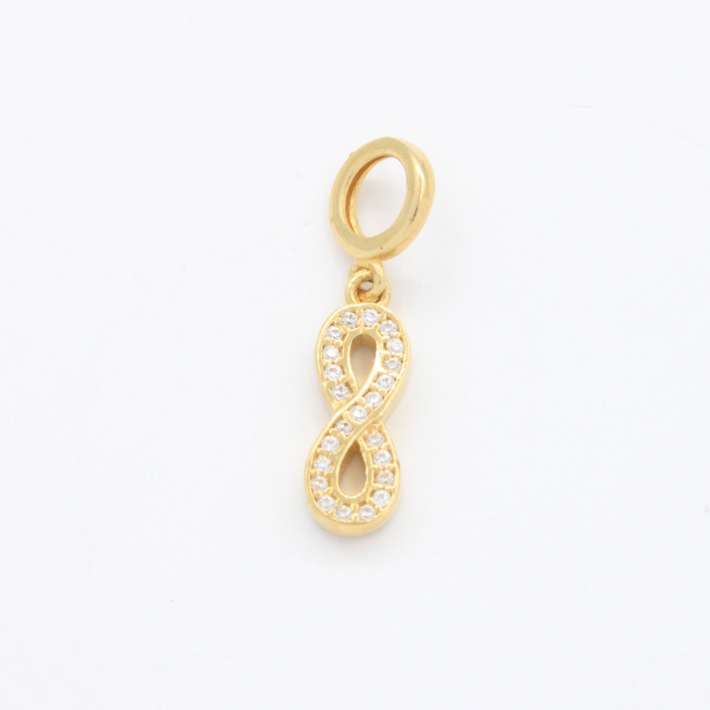 Charm de Oro 14k Infinito Colgante con Incrustación de Zirconias mod. 10672
