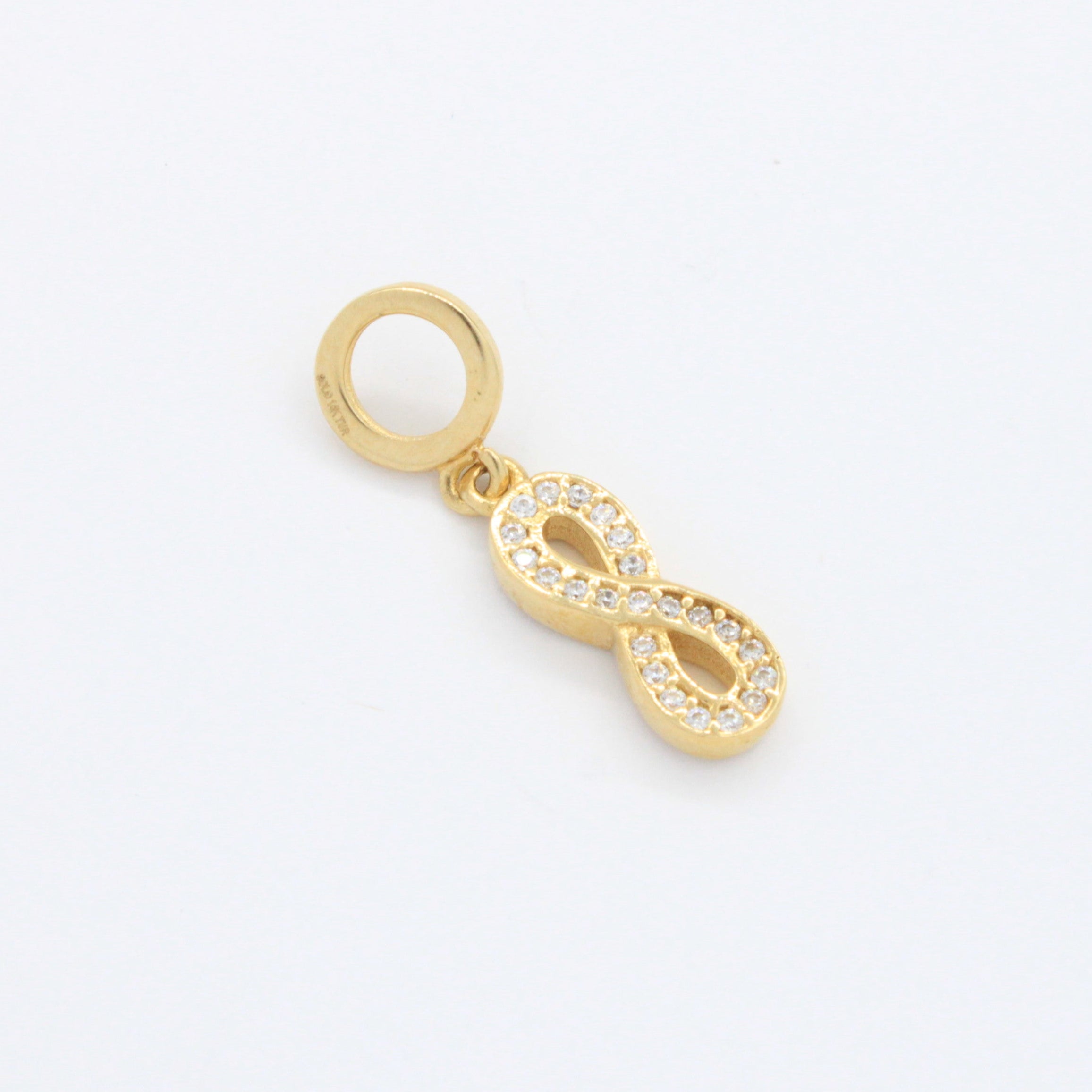 Charm de Oro 14k Infinito Colgante con Incrustación de Zirconias mod. 10672