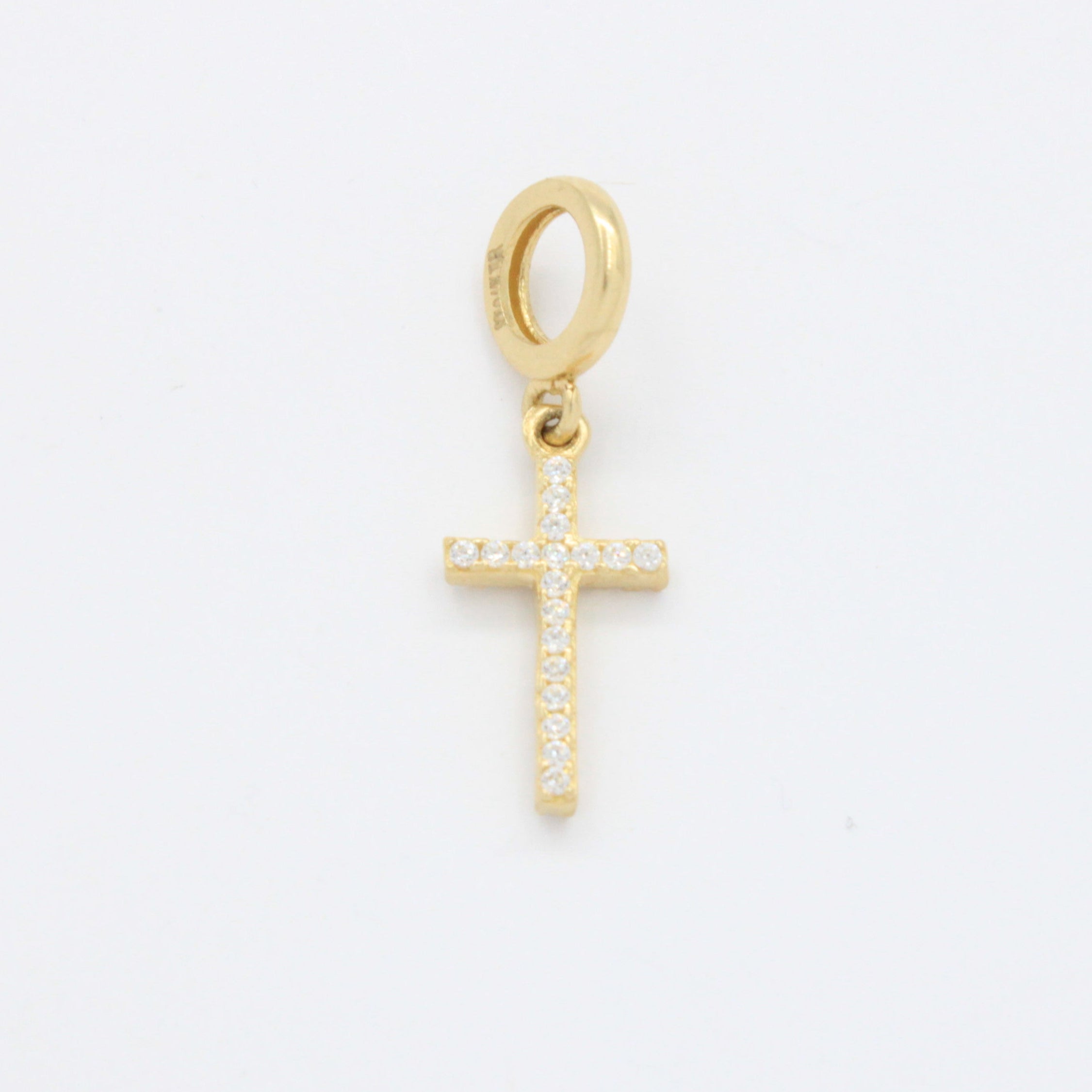 Charm de Oro 14k Cruz Brillante Incrustada de Zirconias mod. 10673