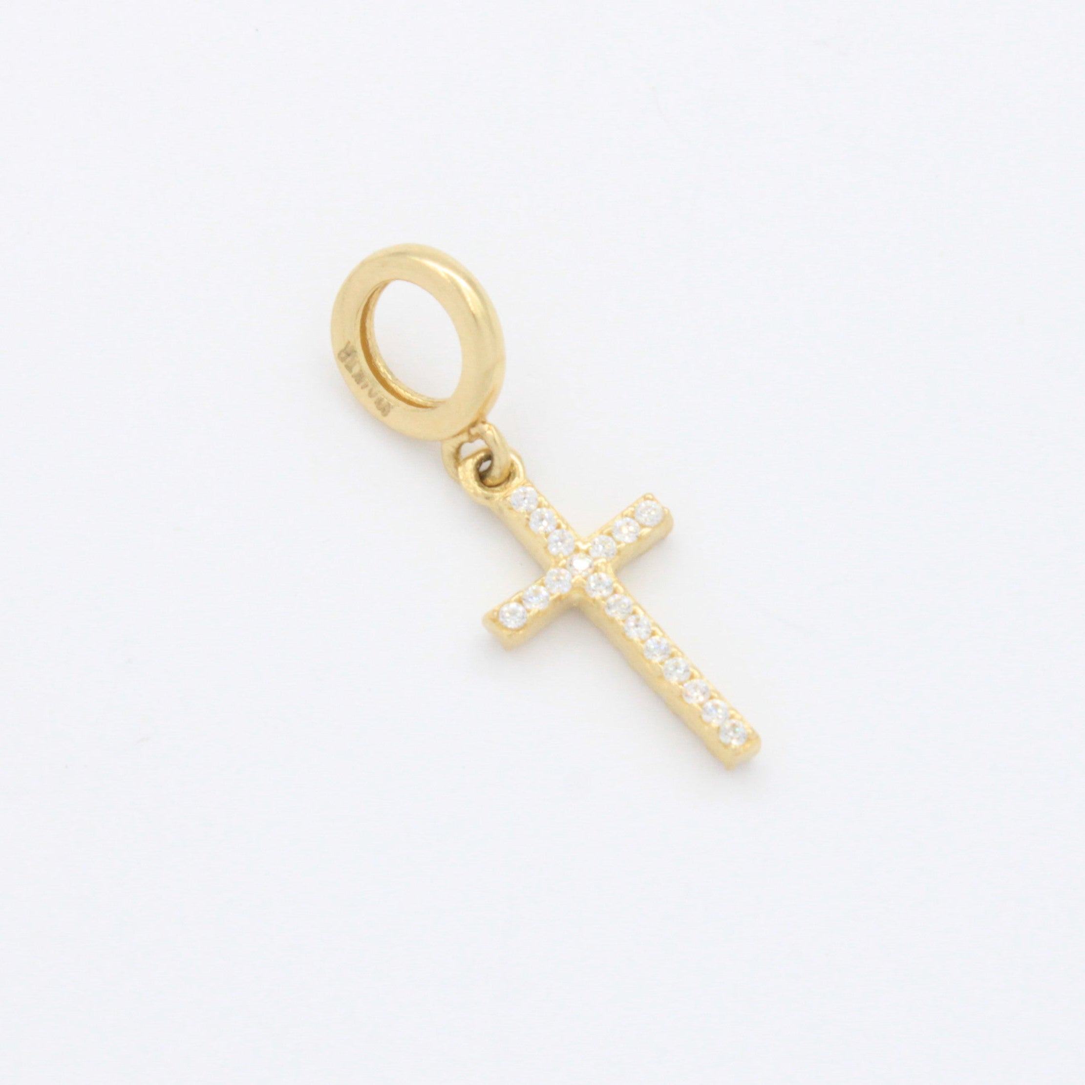 Charm de Oro 14k Cruz Brillante Incrustada de Zirconias mod. 10673