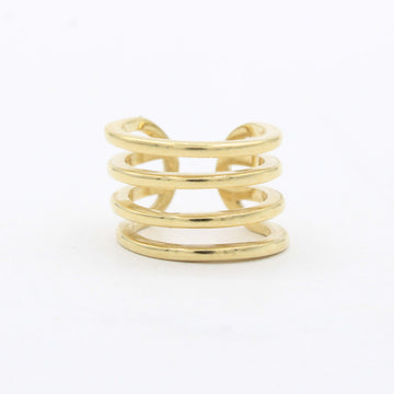 Earcuff de Oro 14k Hueco Trepador Diseño Resorte Tubular y Briilante mod. 10609