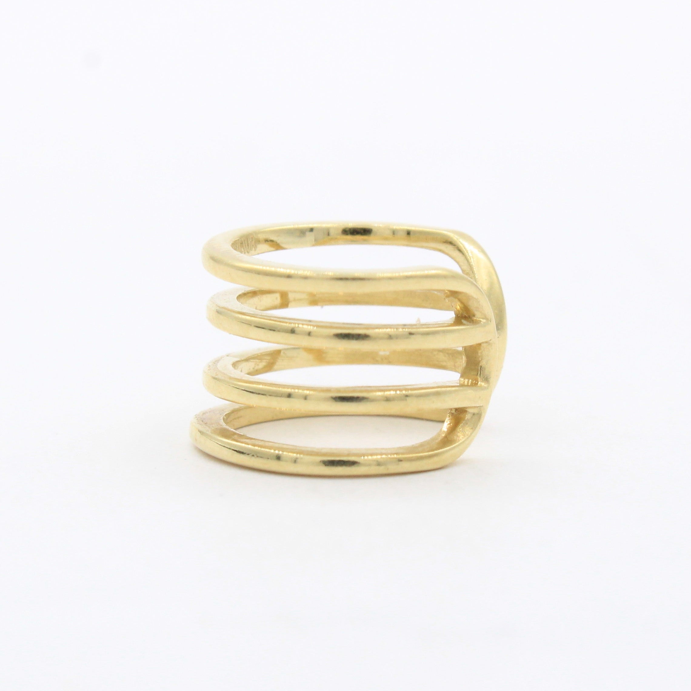 Earcuff de Oro 14k Hueco Trepador Diseño Resorte Tubular y Briilante mod. 10609