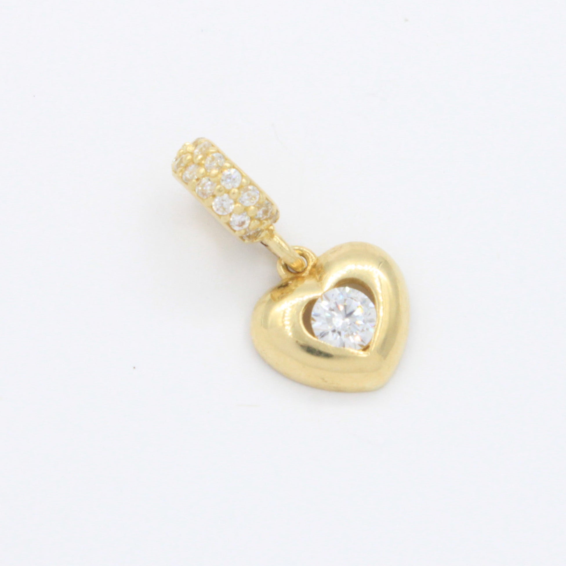 Charm de Oro 14k Corazón con Zirconia Brillante mod. 10674