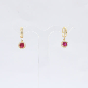 Grapa Larga de Oro 14k con Zirconia Roja Detallada con Zirconias Finas mod. 10598
