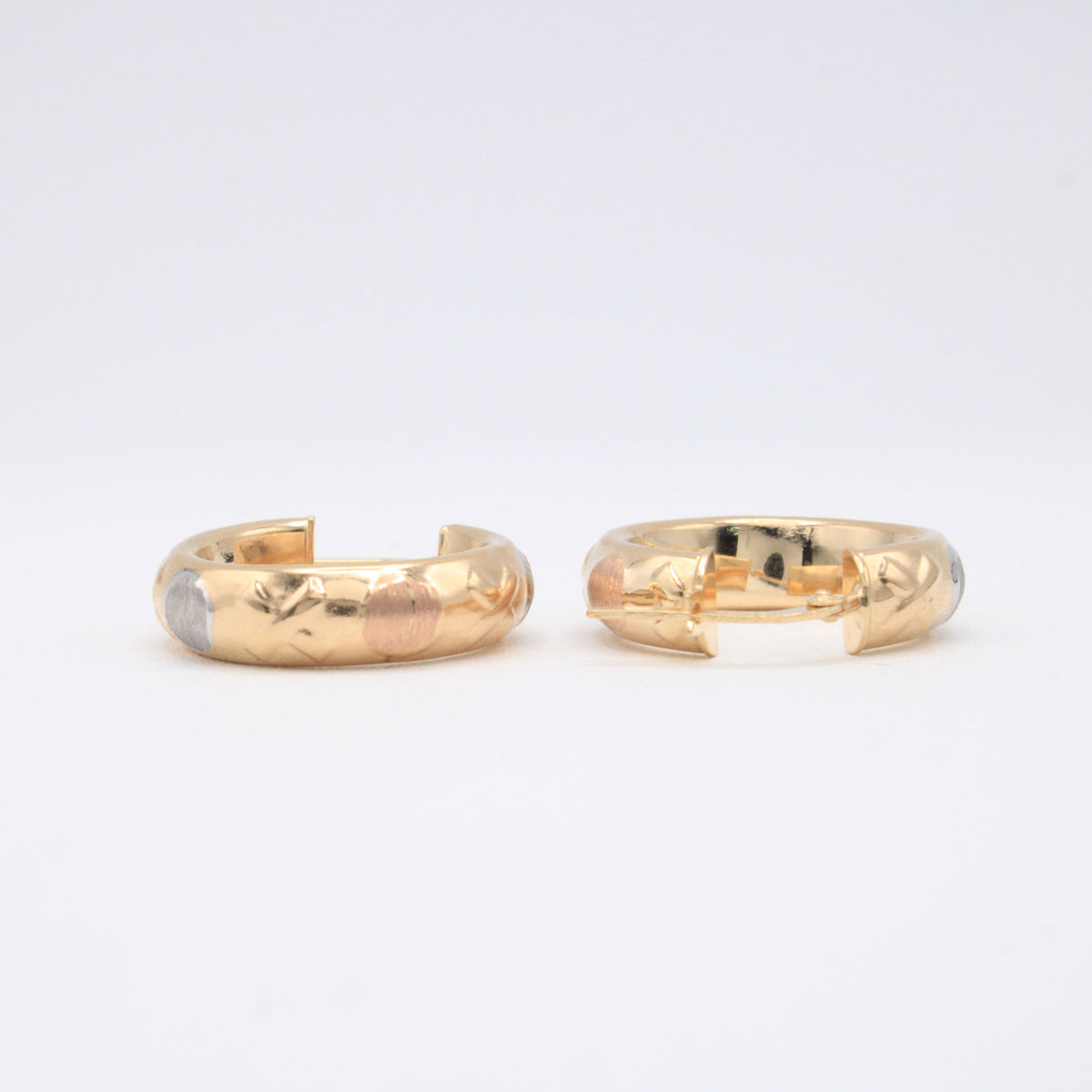 Grapa de Oro 14k con Circulos Matte Florentinos mod. 11064