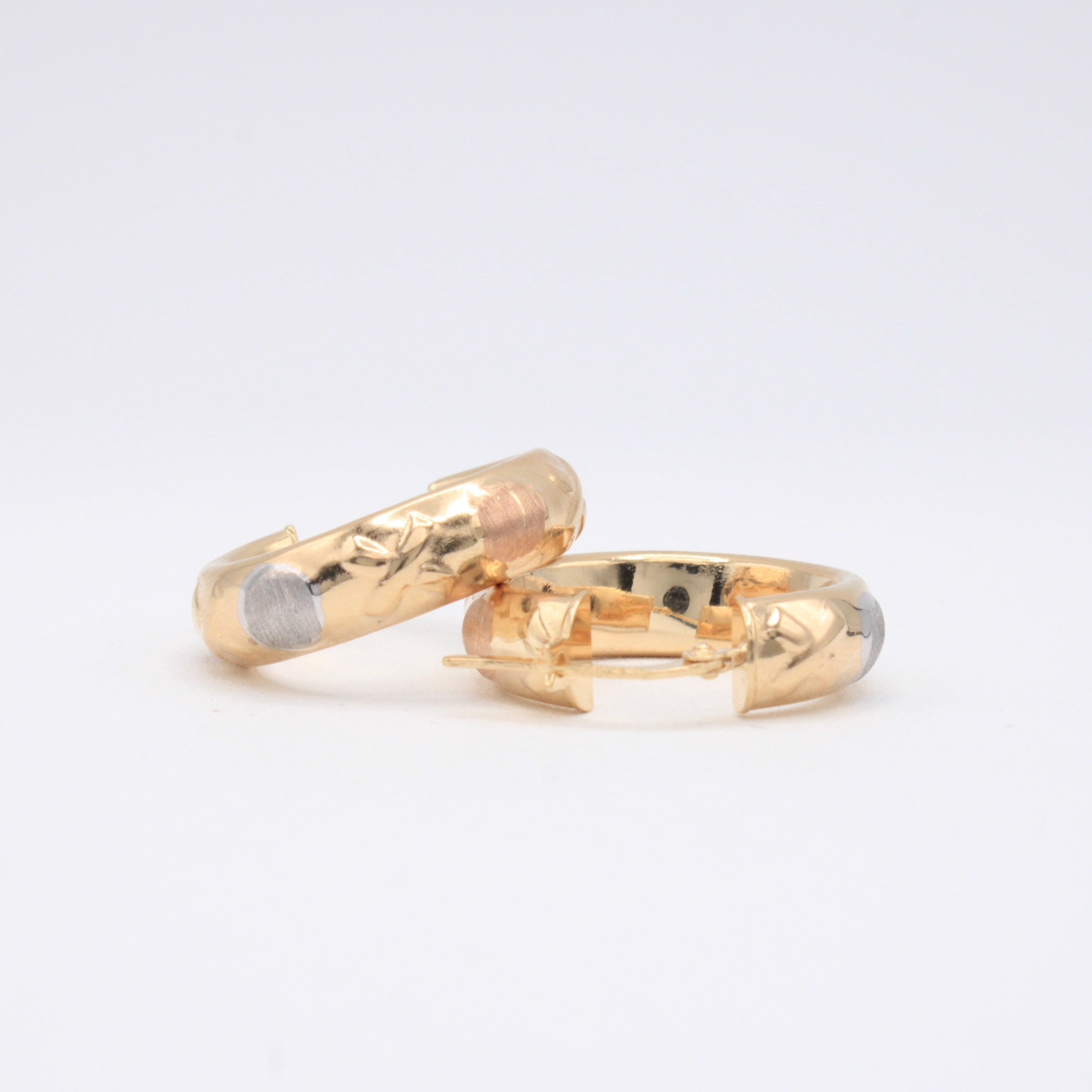 Grapa de Oro 14k con Circulos Matte Florentinos mod. 11064