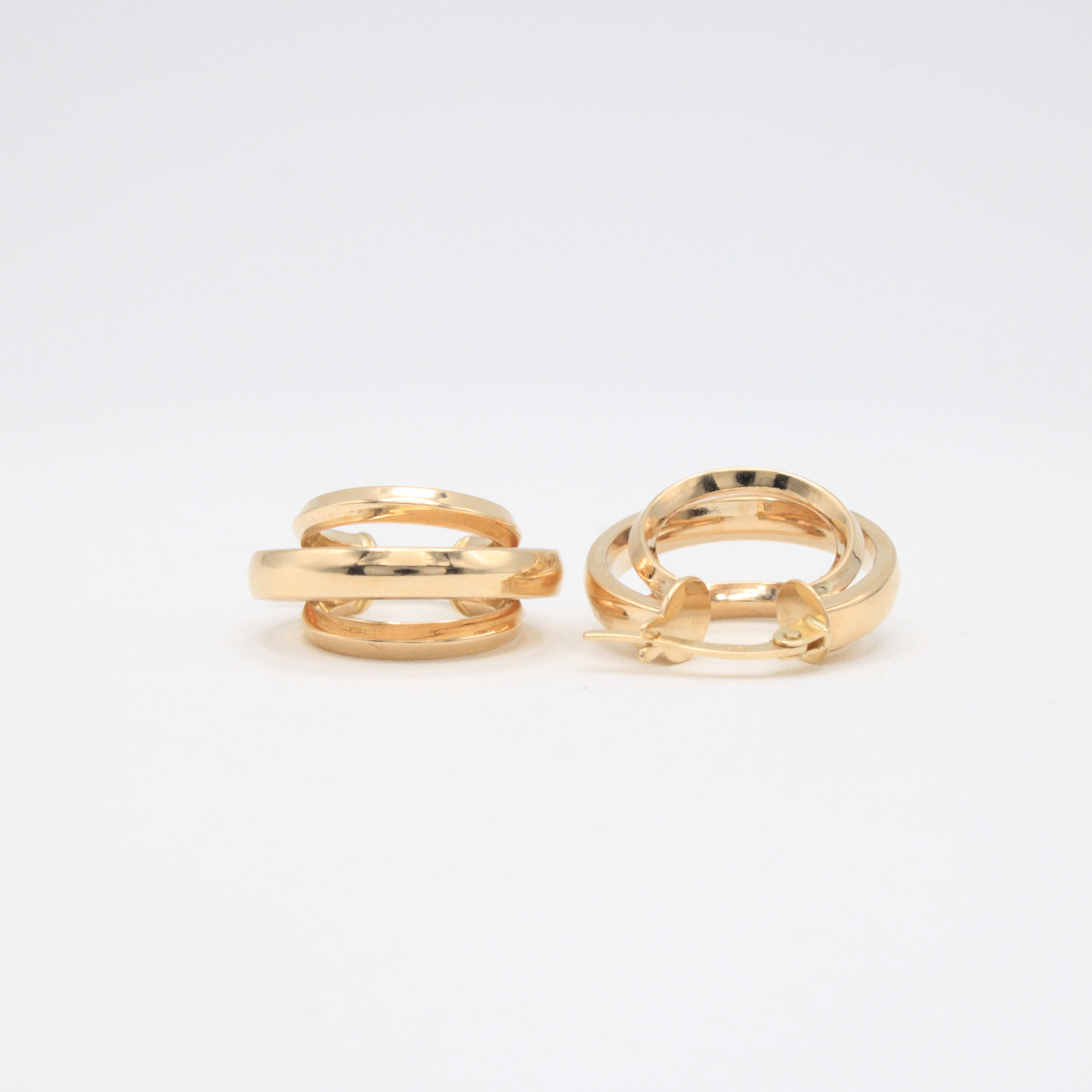 Grapa de Oro 14k Elegante con Tres Aros mod. 11065
