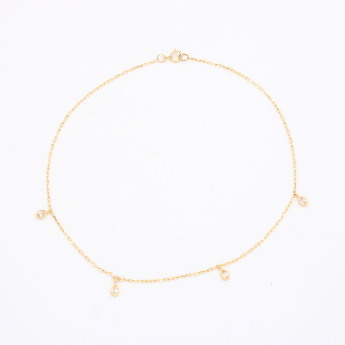 Tobillera de Oro 14k con 4 Gotas con Zirconias mod. 11068