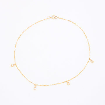 Tobillera de Oro 14k con 4 Gotas con Zirconias mod. 11068