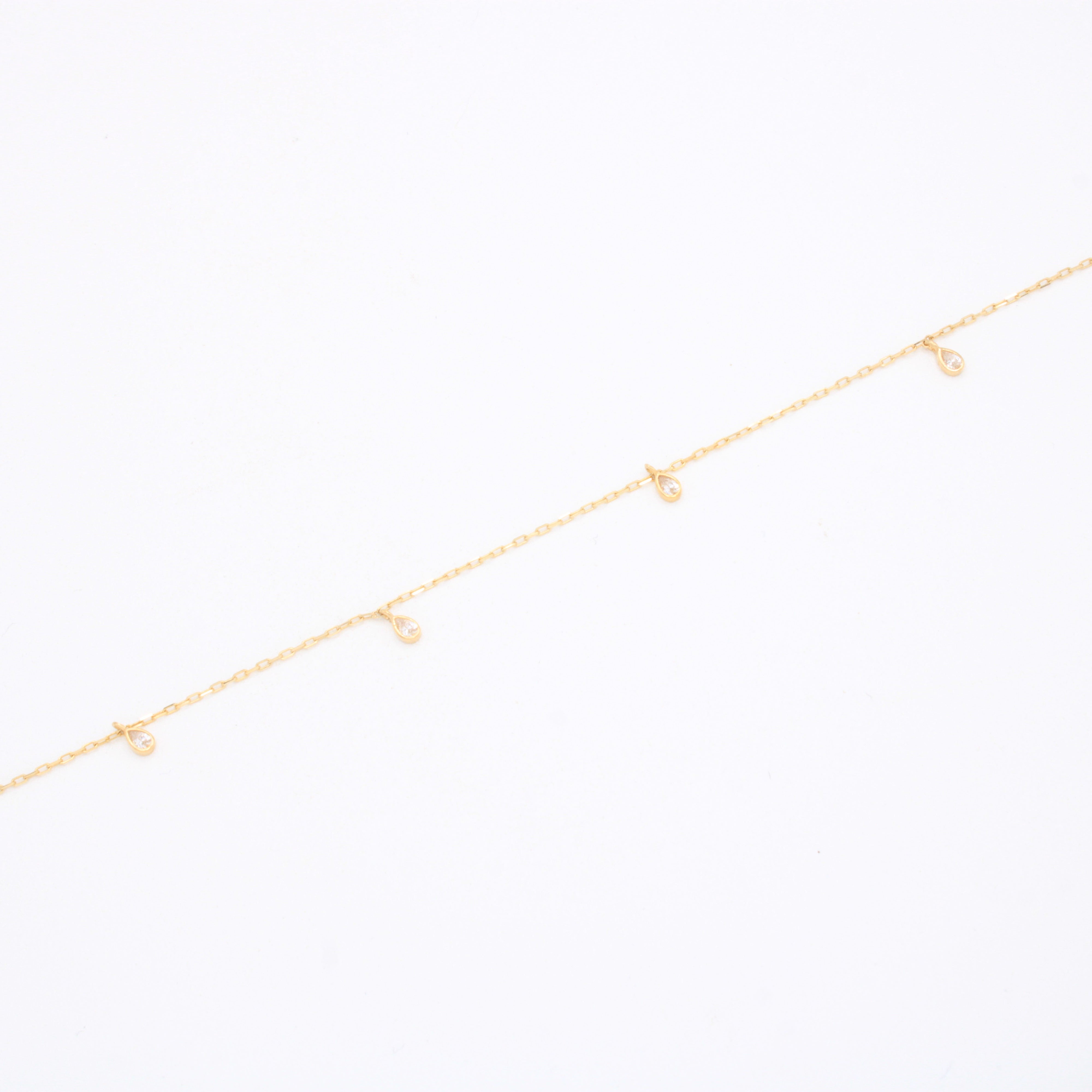 Tobillera de Oro 14k con 4 Gotas con Zirconias mod. 11068