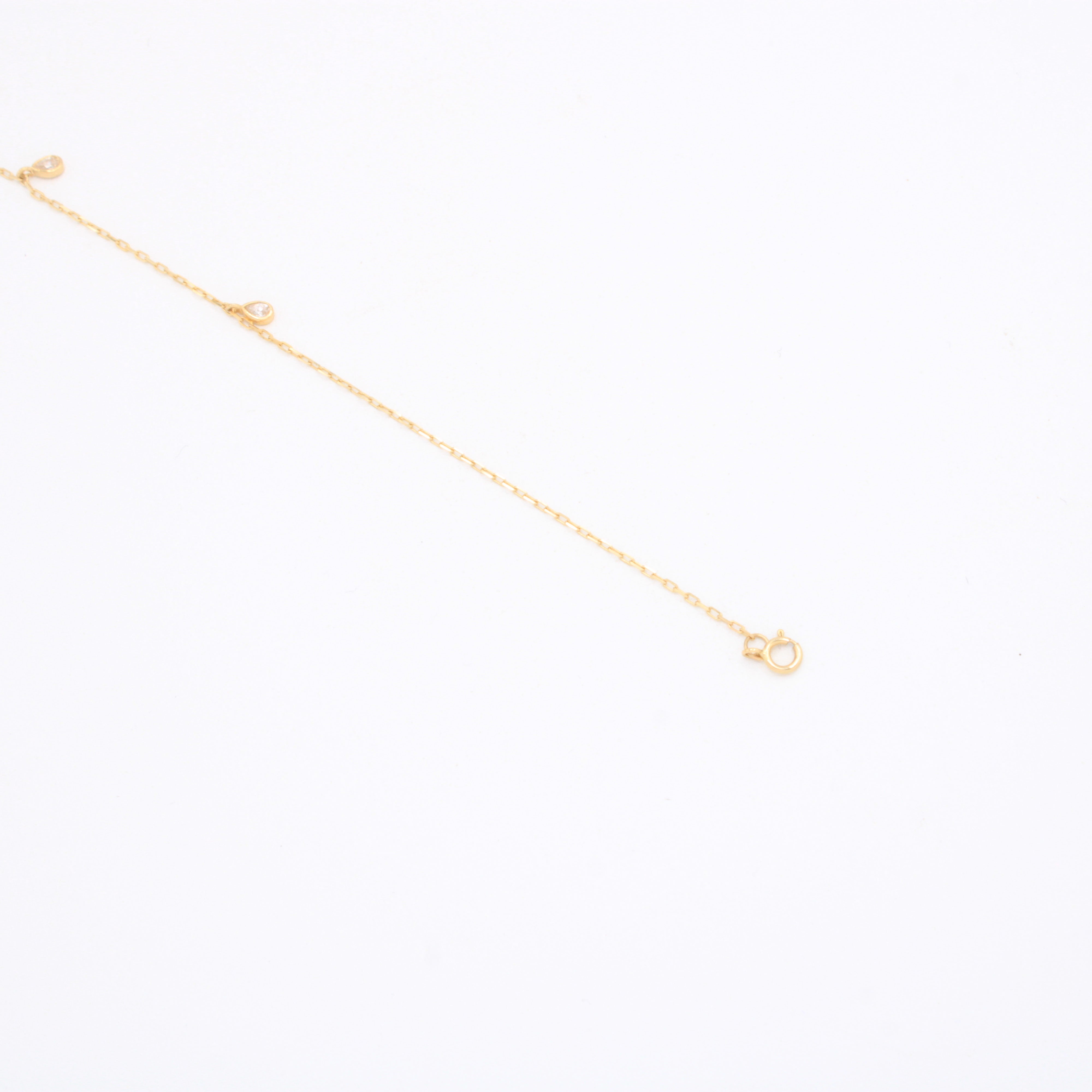 Tobillera de Oro 14k con 4 Gotas con Zirconias mod. 11068