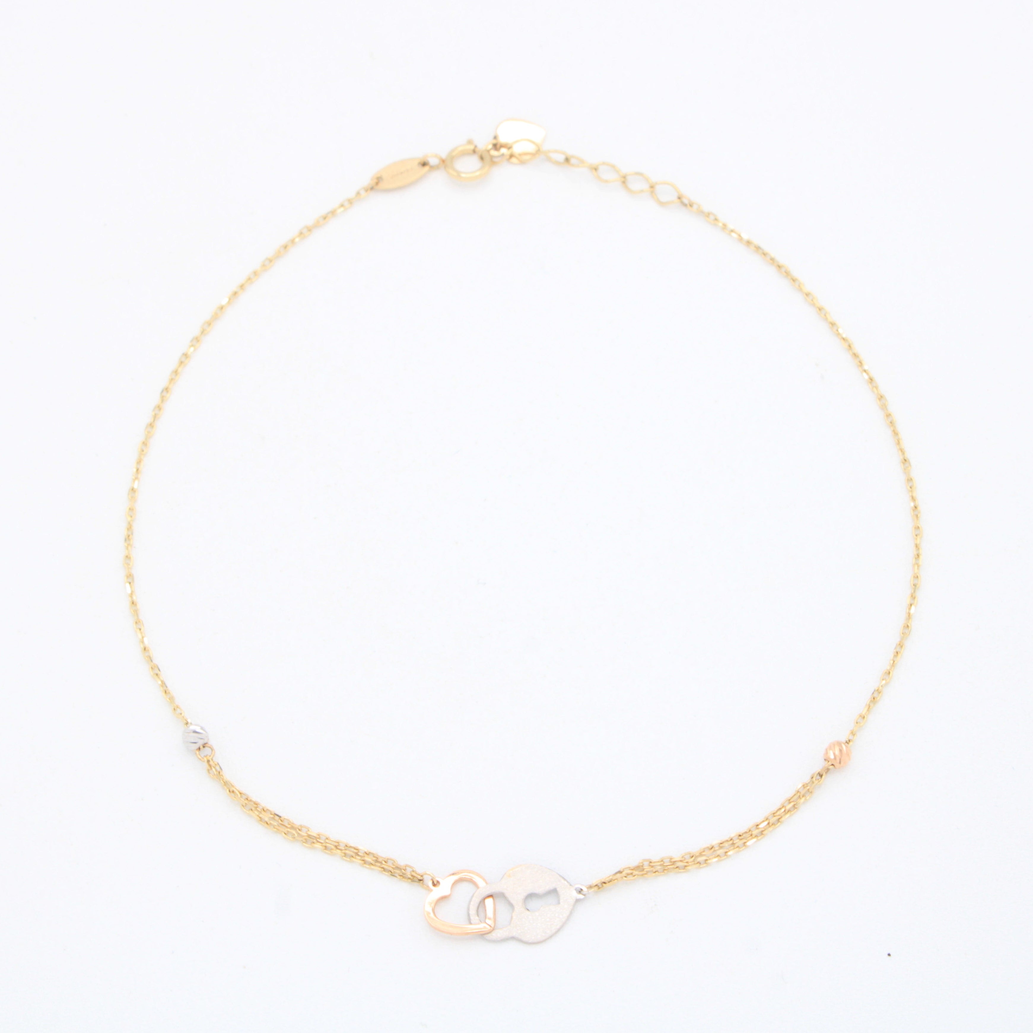Tobillera de Oro 14k Florentino con Candado y Corazón mod. 11069