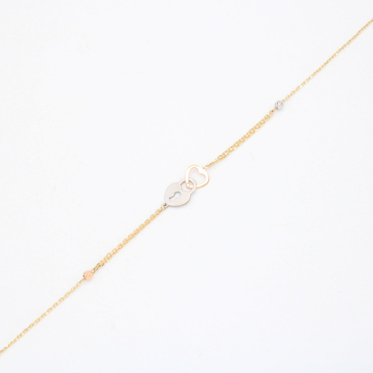 Tobillera de Oro 14k Florentino con Candado y Corazón mod. 11069