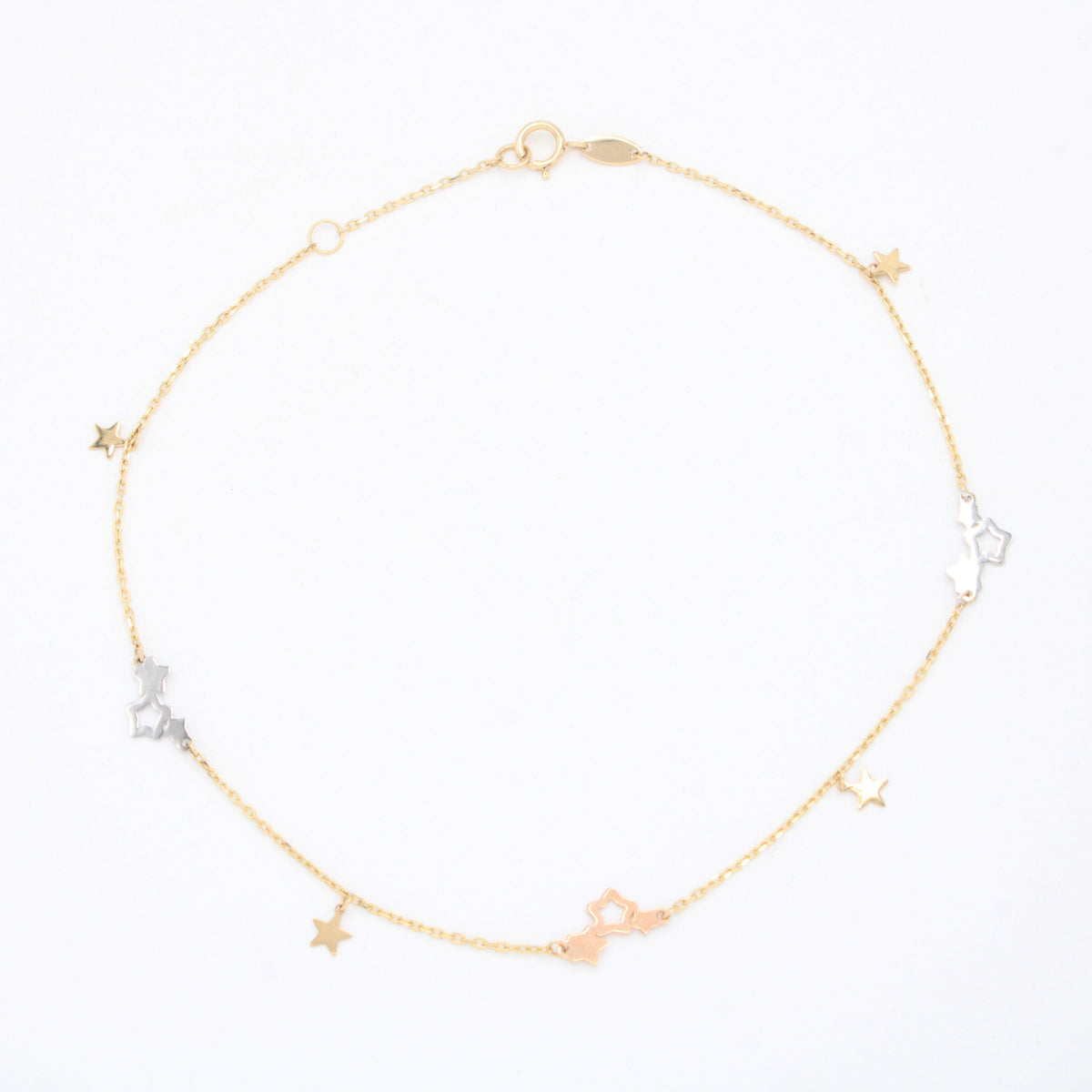 Tobillera de Oro 14k de Pequeñas Estrellas Florentinas mod. 11070