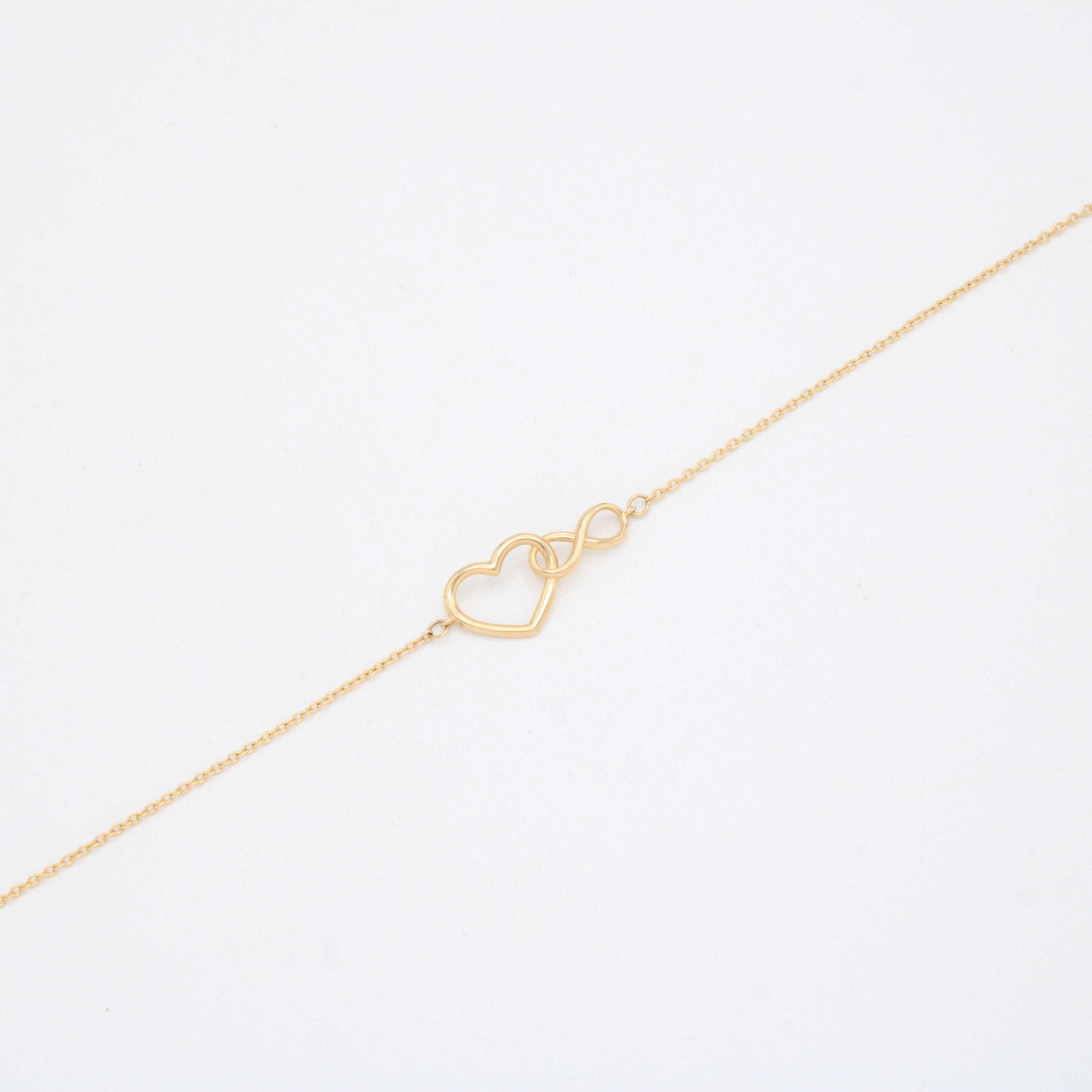Tobillera de Oro 14k Corazón e Infinito Entrelazados mod. 11071