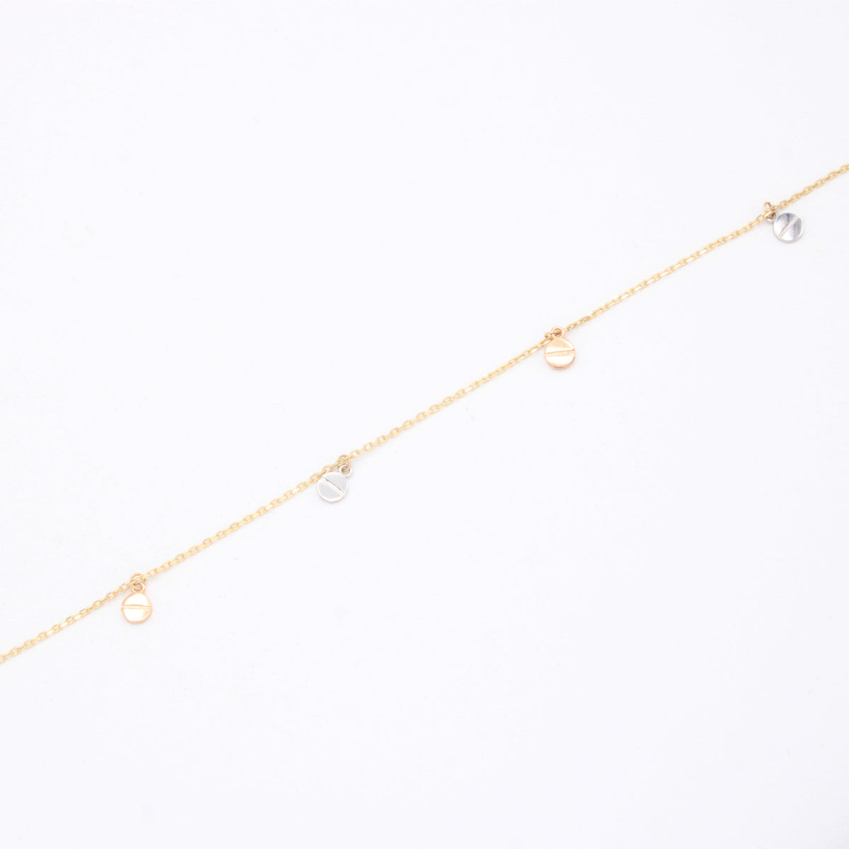 Tobillera de Oro 14k Colgantes de Circulos Florentinos mod. 11076