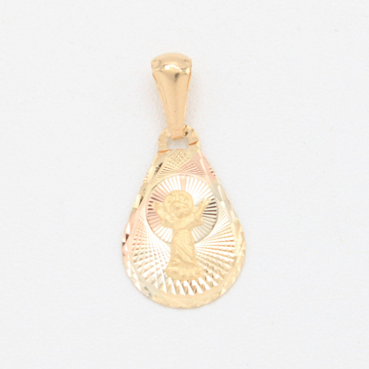 Medalla de Oro 14k Diseño de Gota con Divino Niño mod. 11079