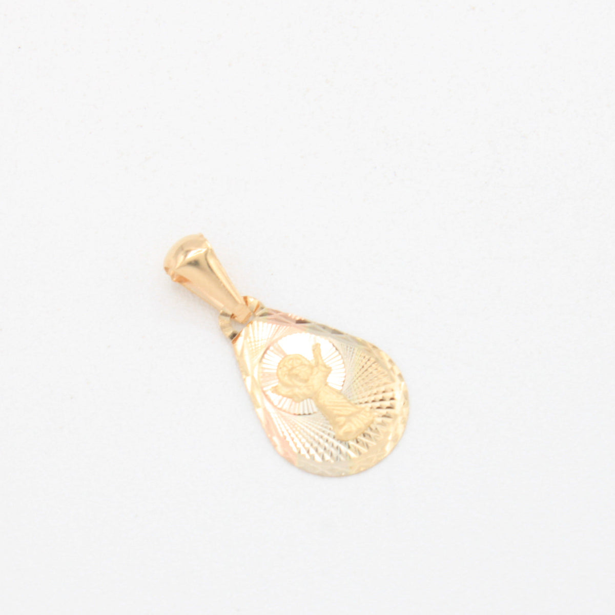 Medalla de Oro 14k Diseño de Gota con Divino Niño mod. 11079