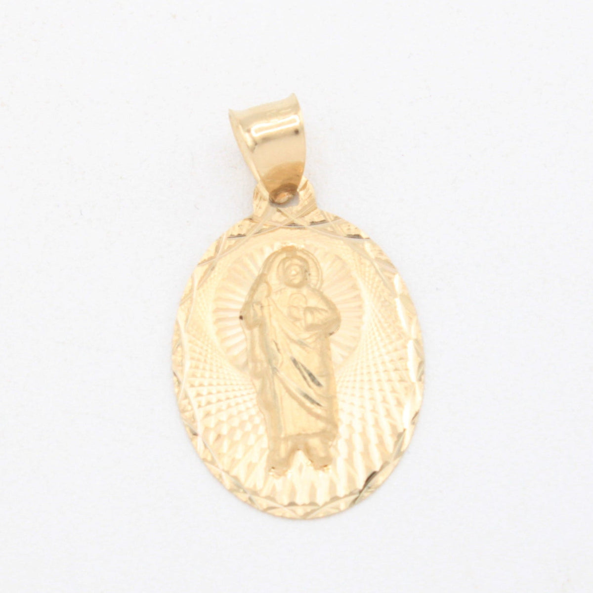 Medalla de Oro 14k San Judas Tadeo con Fondo Diamantado mod. 11083