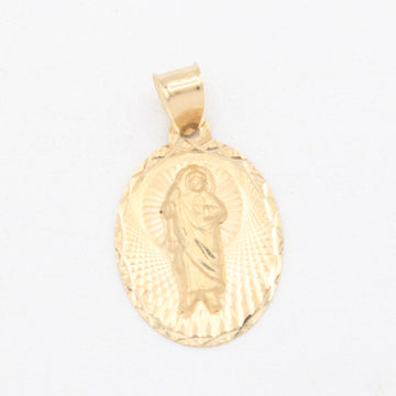 Medalla de Oro 14k San Judas Tadeo con Fondo Diamantado mod. 11083