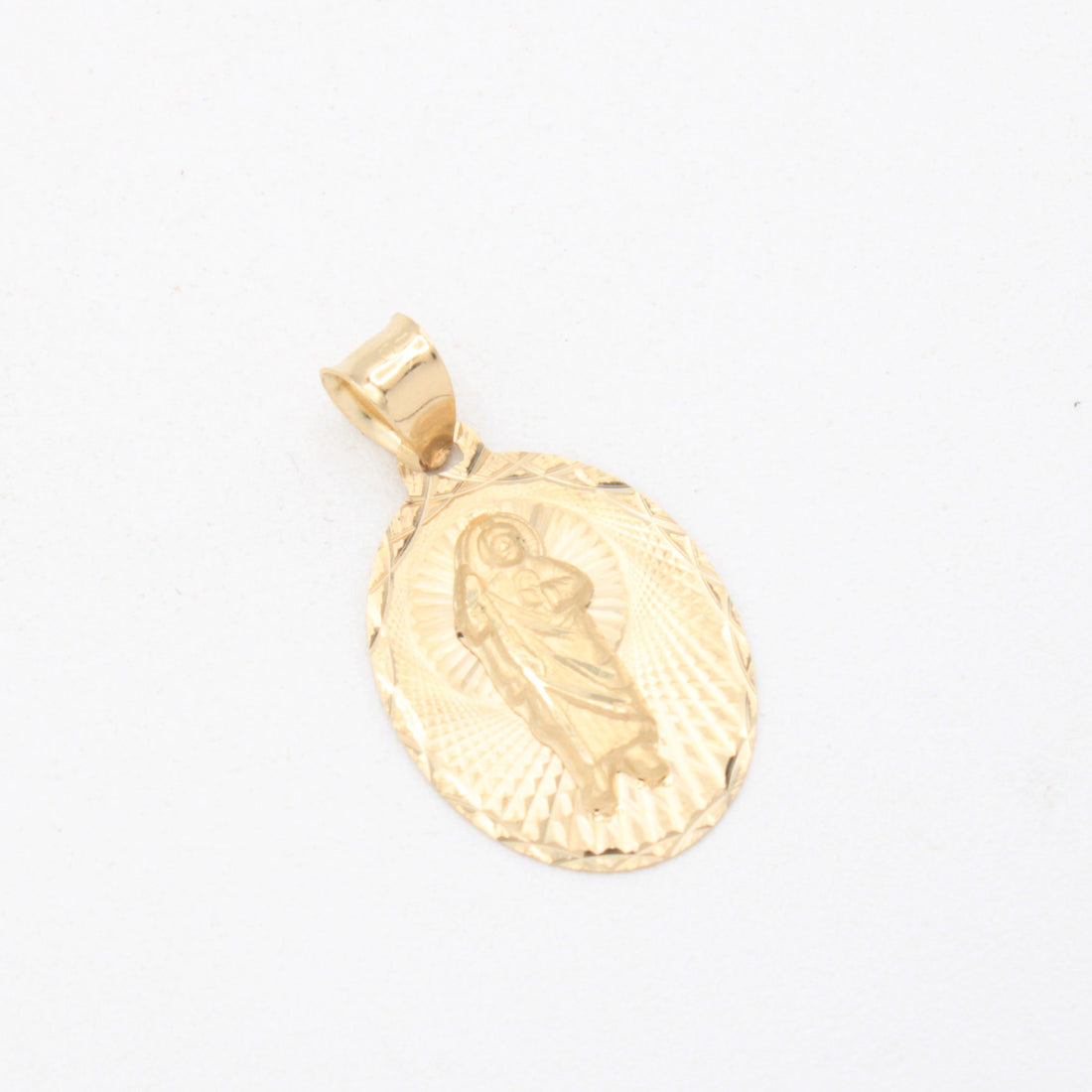 Medalla de Oro 14k San Judas Tadeo con Fondo Diamantado mod. 11083