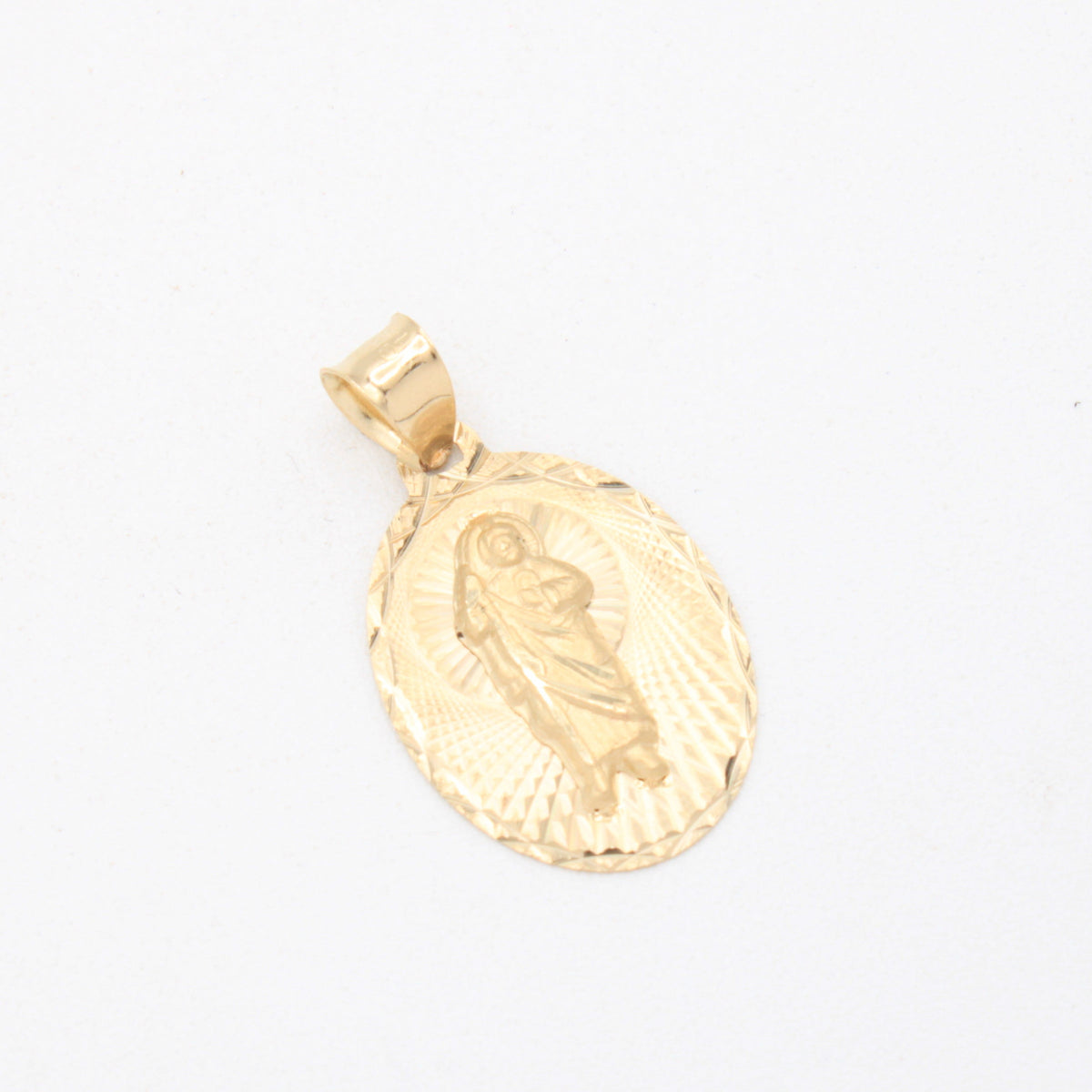 Medalla de Oro 14k San Judas Tadeo con Fondo Diamantado mod. 11083