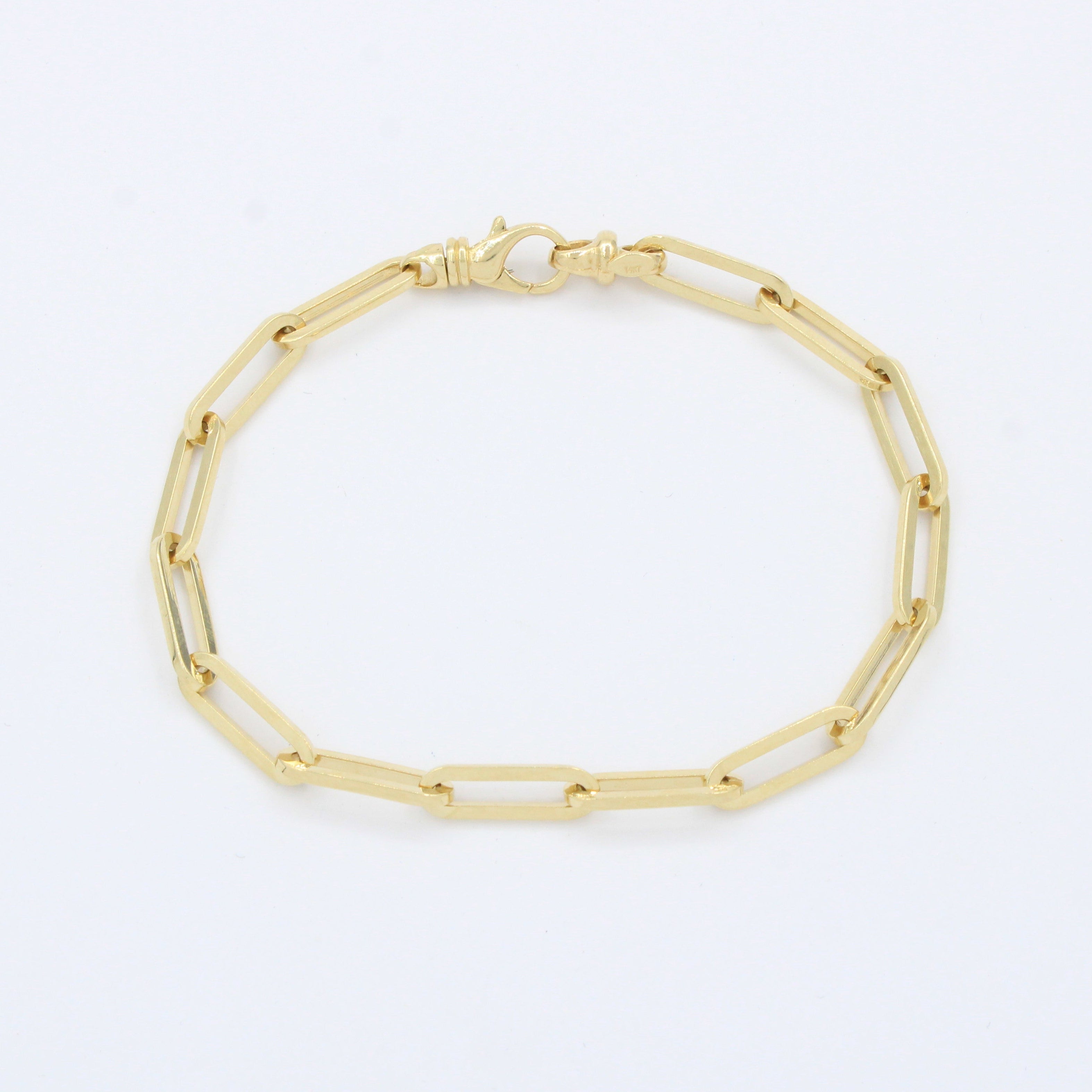 Pulsera de Oro 14k Estilo Paper Clip con Broche de Presión mod. 10126