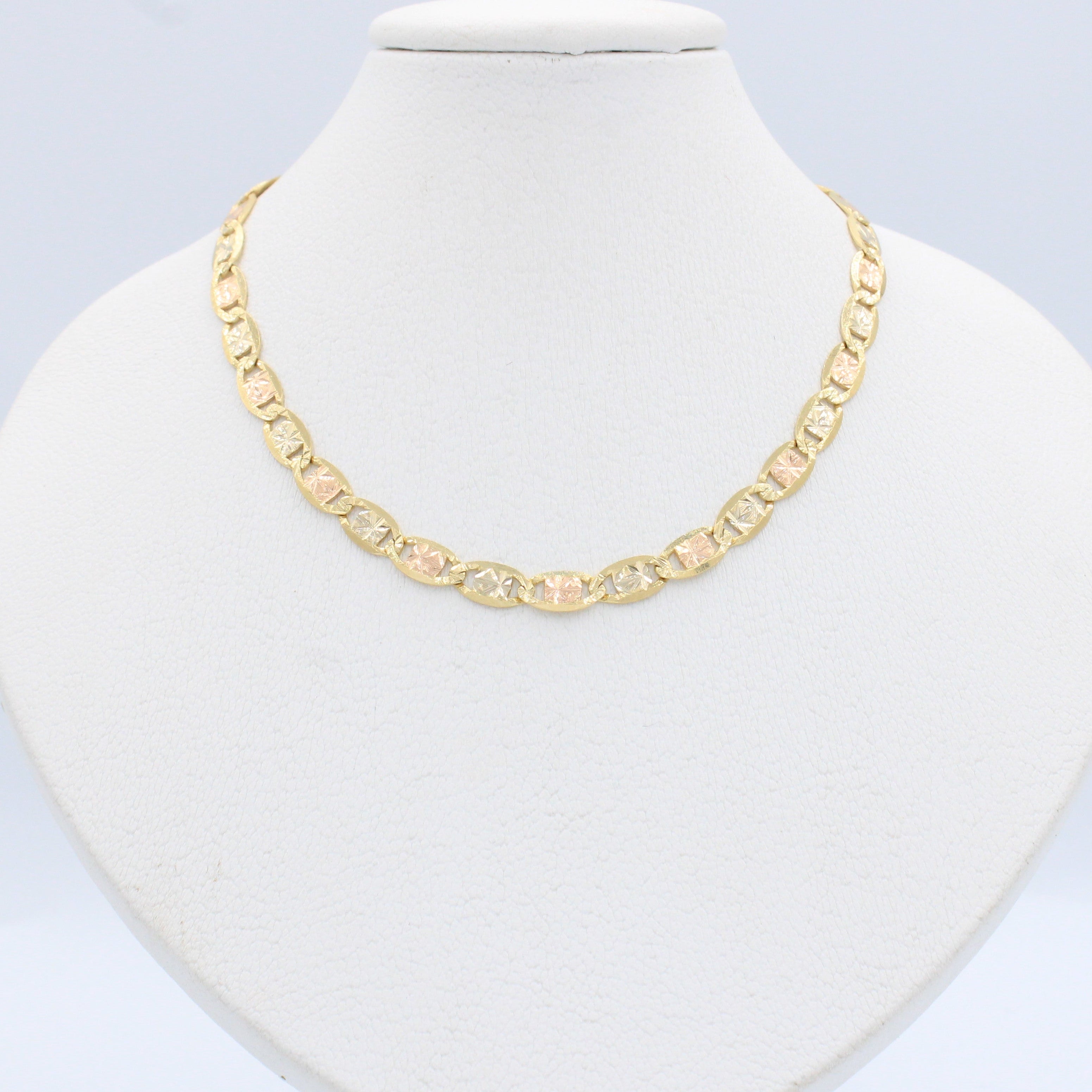 Cadena de Oro 14k con Diseño de Espejo Diamantado mod. 10137