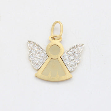 Dije de Oro 14k Angelito de la Guarda con Alas Blancas Incrustadas con Zirconias mod. 10714