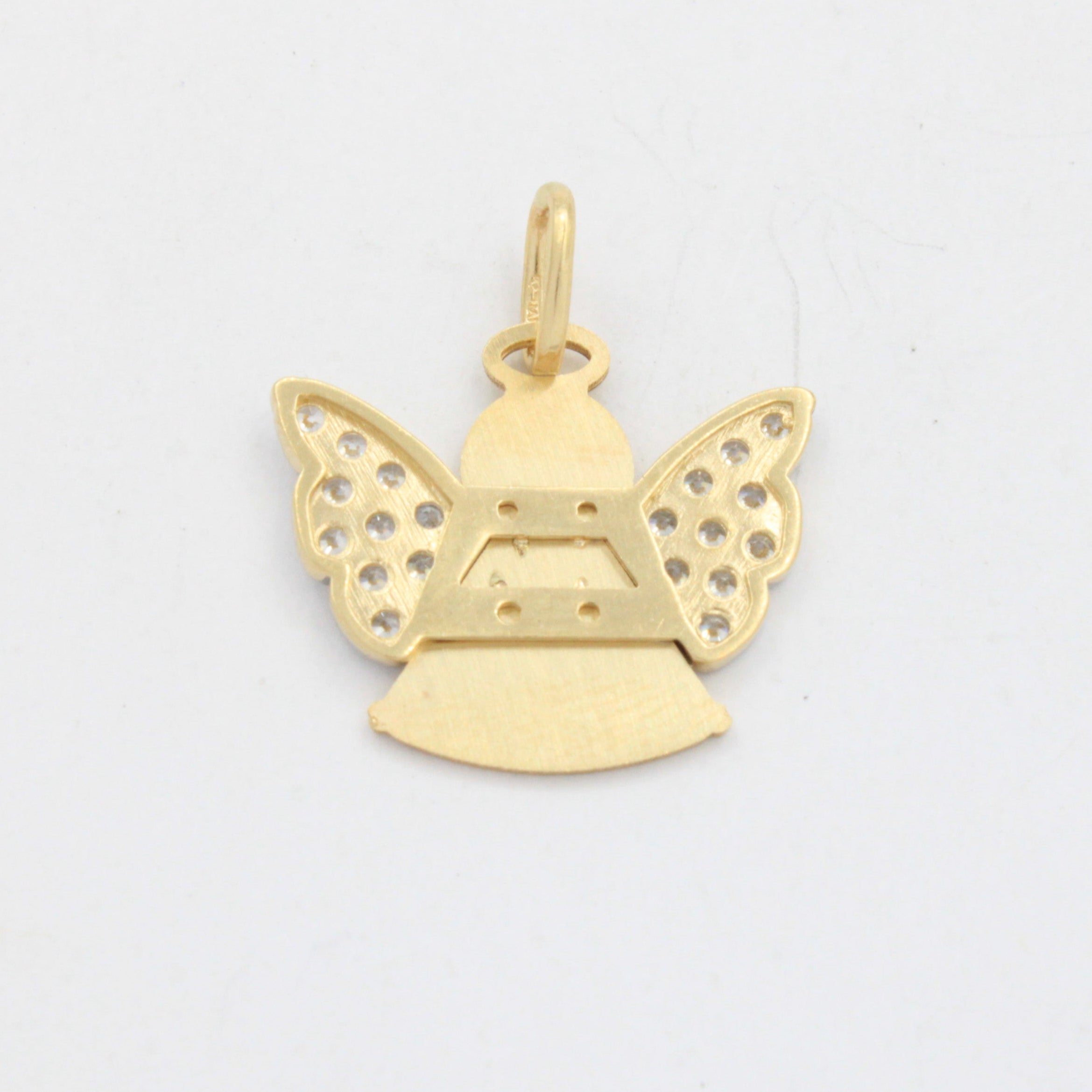 Dije de Oro 14k Angelito de la Guarda con Alas Blancas Incrustadas con Zirconias mod. 10714