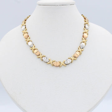 Cadena de Oro 14k con Tejido de Placas Ovales y Detalle Cruzado mod 10140