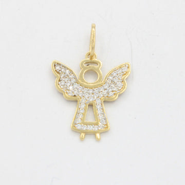Dije de Oro 14k Ángel de la Guarda de Diseño Fino Calado con Incrustación de Zirconias mod. 10715