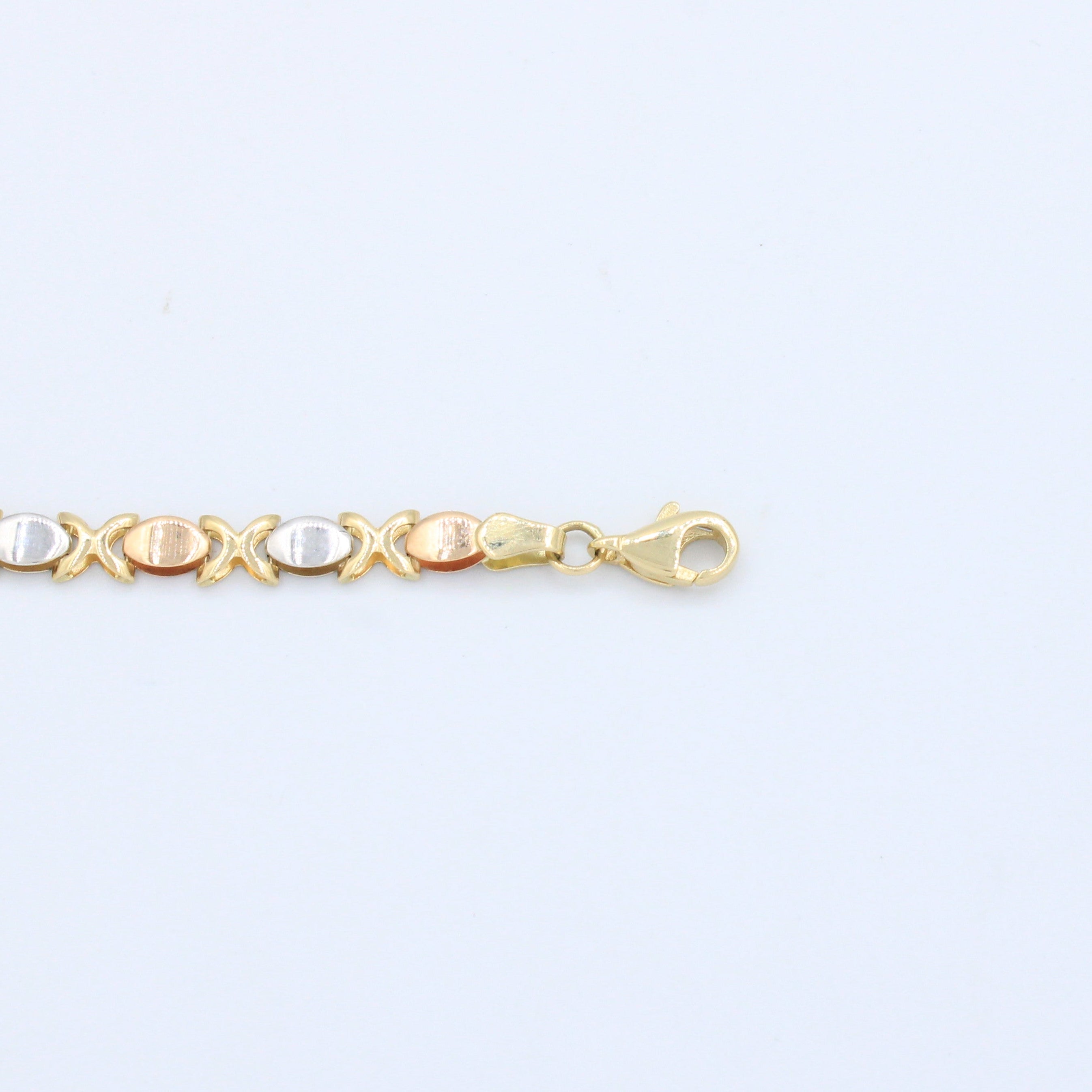 Cadena de Oro 14k con Tejido de Placas Ovales y Detalle Cruzado mod 10140